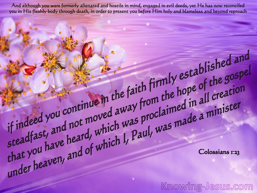 Colossians 1:23 Faith, Firmly Established And Steadfast (purple)
